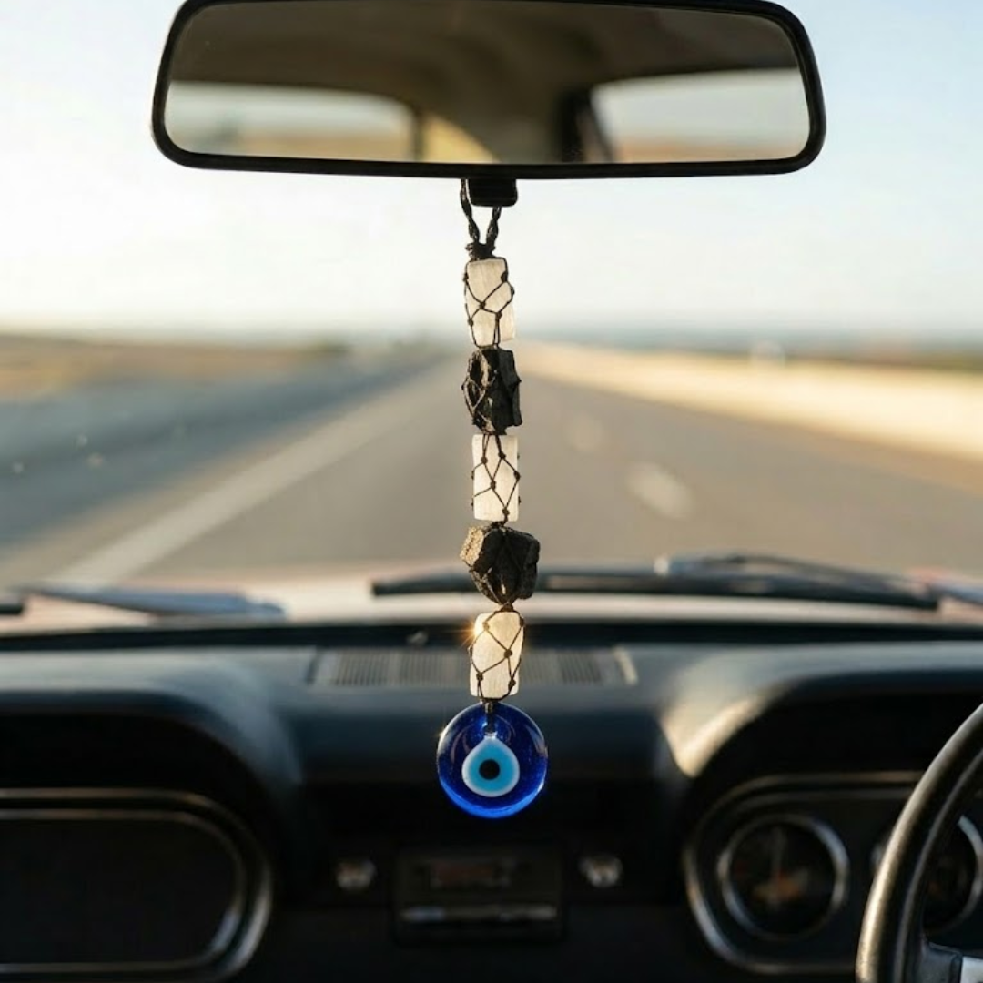 Nazar Mukti Hanging (Black Tourmaline & Selenite with Evil Eye)