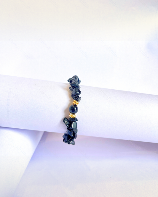 Premium Black Tourmaline Chips Bracelet (Powerful Protection, Grounding & Bold Fashion Aura)