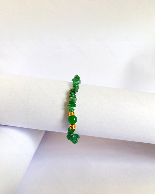 Premium Green Aventurine Chips Bracelet (Good Luck, Growth & Stylish Positive Vibes)