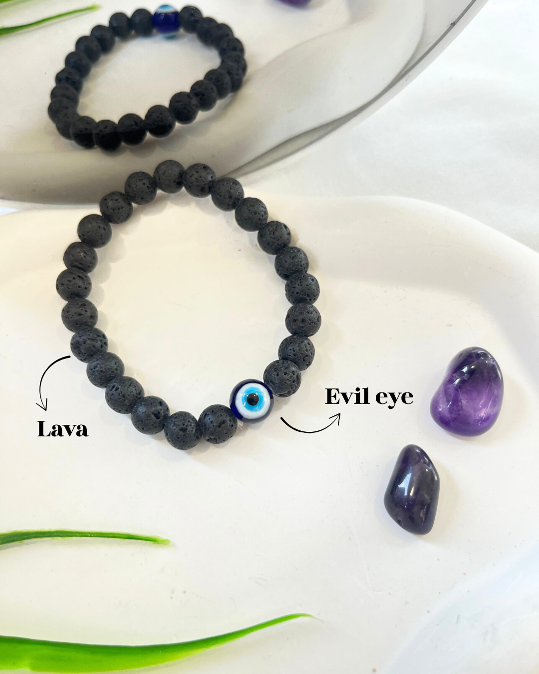 Evil Eye Lava  Bracelet
