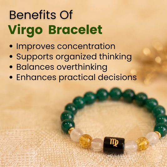 Virgo (कन्या राशि) Zodiac Green Jade, Milky Quartz & Citrine Bracelet