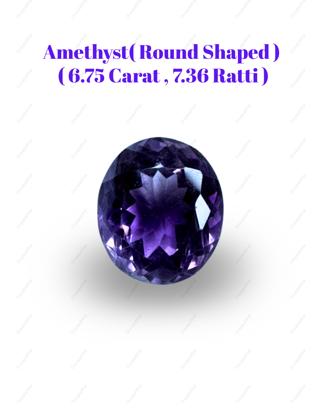 Natural Amethyst Gemstone – Round Shape (6.75 Carat | 7.36 Ratti)