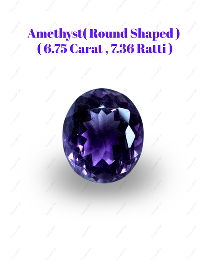 Natural Amethyst Gemstone – Round Shape (6.75 Carat | 7.36 Ratti)