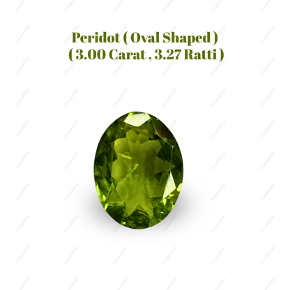Natural Peridot Gemstone – Oval Shape (3.00 Carat | 3.27 Ratti)