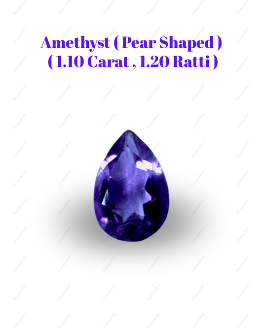 Natural Amethyst Gemstone – Pear Shape (1.10 Carat | 1.20 Ratti)