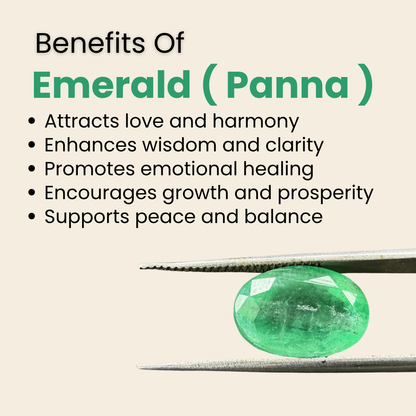 Natural Emerald (Panna) Gemstone – Oval Shape (4.80 Carat | 5.23 Ratti | 13.8 × 10.35 × 4.4 mm)