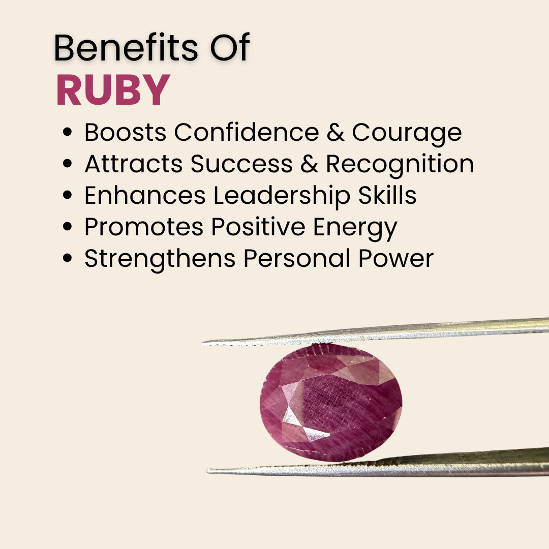 Natural Ruby (Manik) Gemstone – Oval Shape (5.95 Carat | 6.48 Ratti | 12.5 × 10.1 × 4.6 mm)