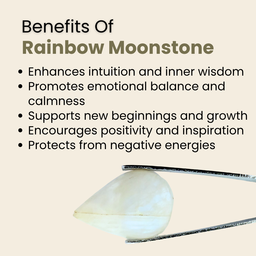 Natural Rainbow Moonstone Gemstone – Pear Shape (25.55 Carat | 27.84 Ratti)