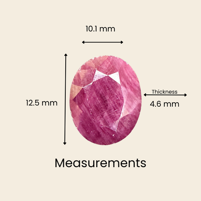 Natural Ruby (Manik) Gemstone – Oval Shape (5.95 Carat | 6.48 Ratti | 12.5 × 10.1 × 4.6 mm)
