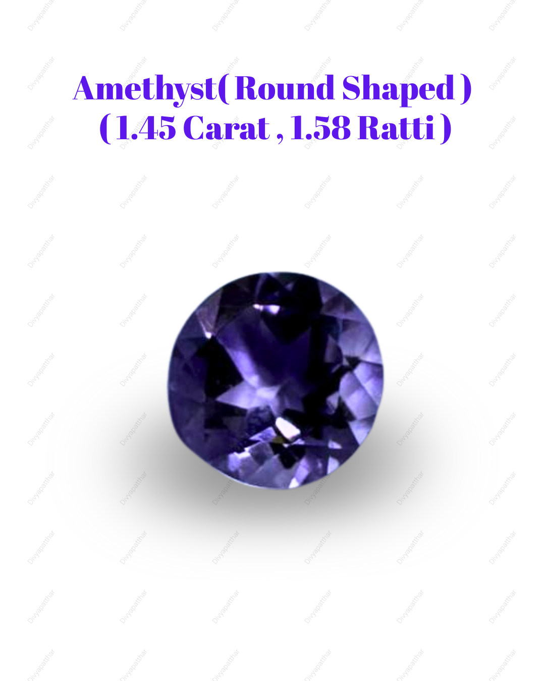 Natural Amethyst Gemstone – Round Shape (1.45 Carat | 1.58 Ratti)