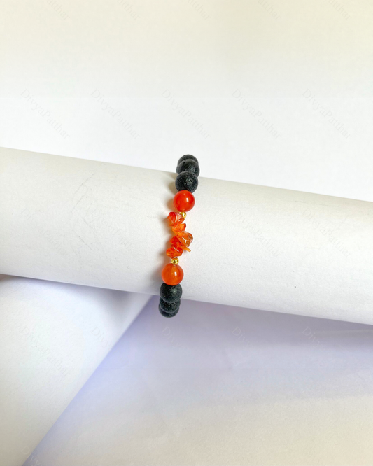 Premium Carnelian Lava Bracelet (Confidence, Motivation & Positive Energy)