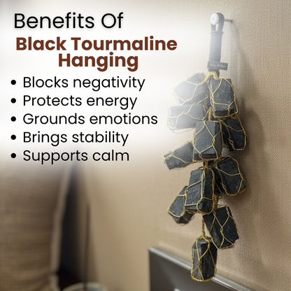 Black Tourmaline Hanging (Protection, Grounding & Energy Shield)