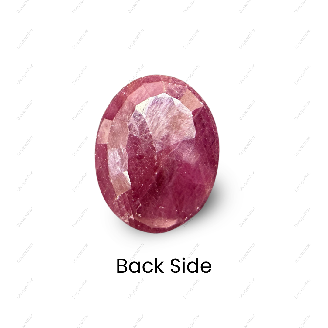 Natural Ruby (Manik) Gemstone – Oval Shape (3.95 Carat | 4.30 Ratti | 11.8 × 9.3 × 3.6 mm)
