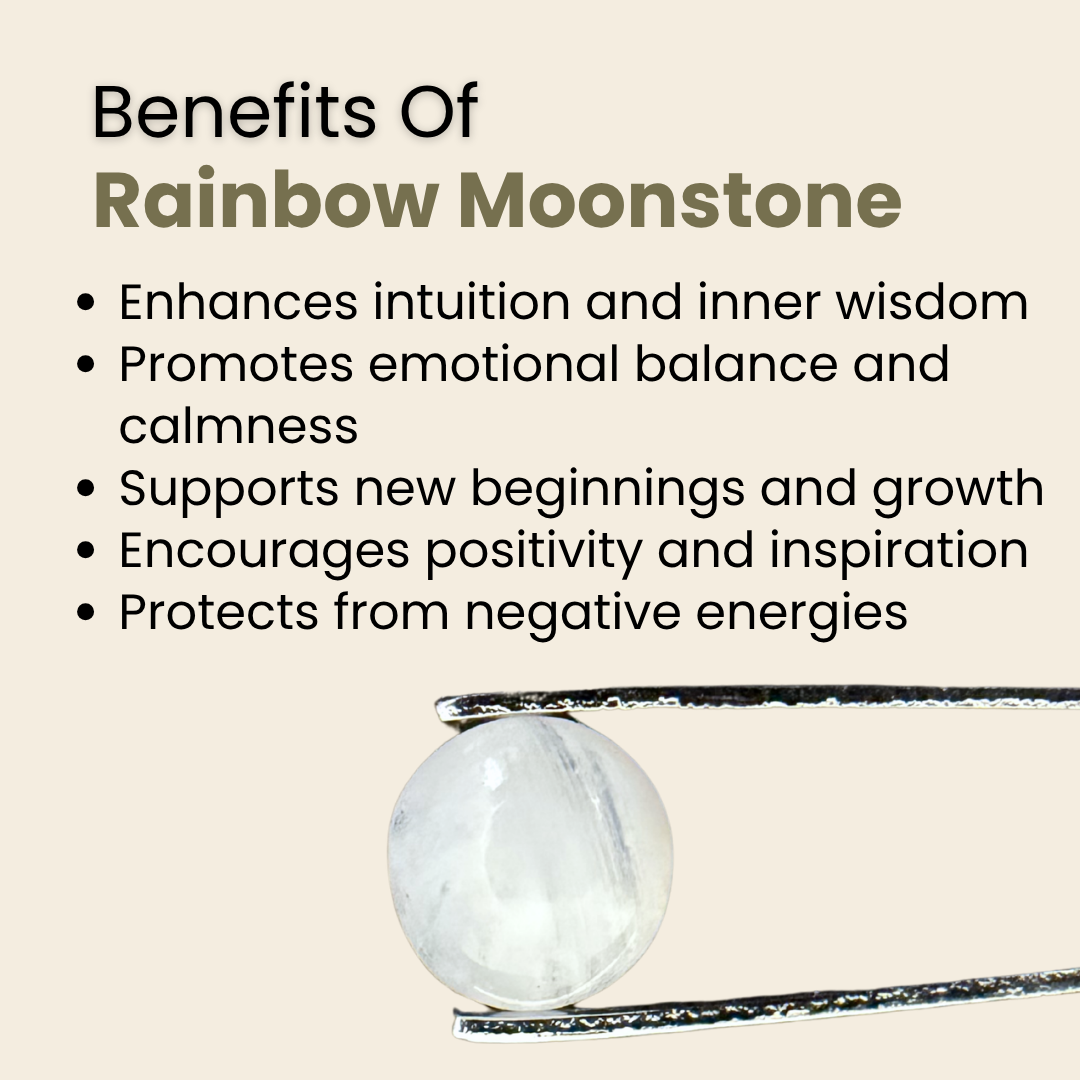 Natural Rainbow Moonstone Gemstone – Round Shape (5.40 Carat | 5.88 Ratti)