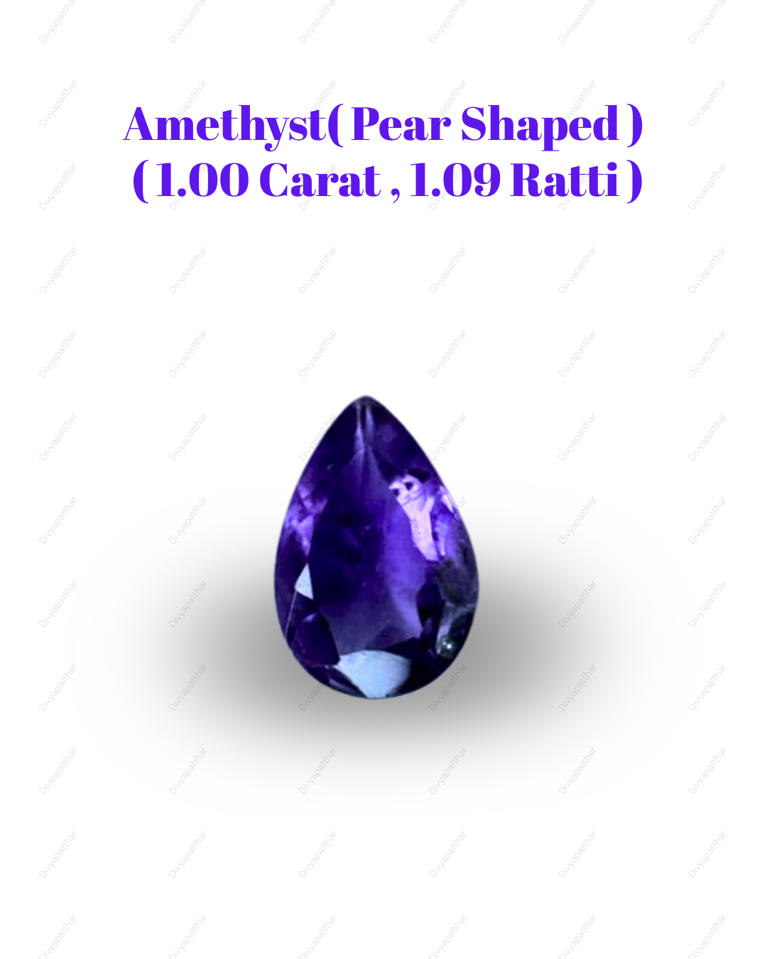 Natural Amethyst Gemstone – Pear Shape (1.00 Carat | 1.09 Ratti)