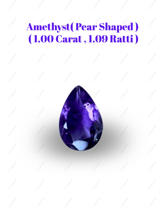 Natural Amethyst Gemstone – Pear Shape (1.00 Carat | 1.09 Ratti)