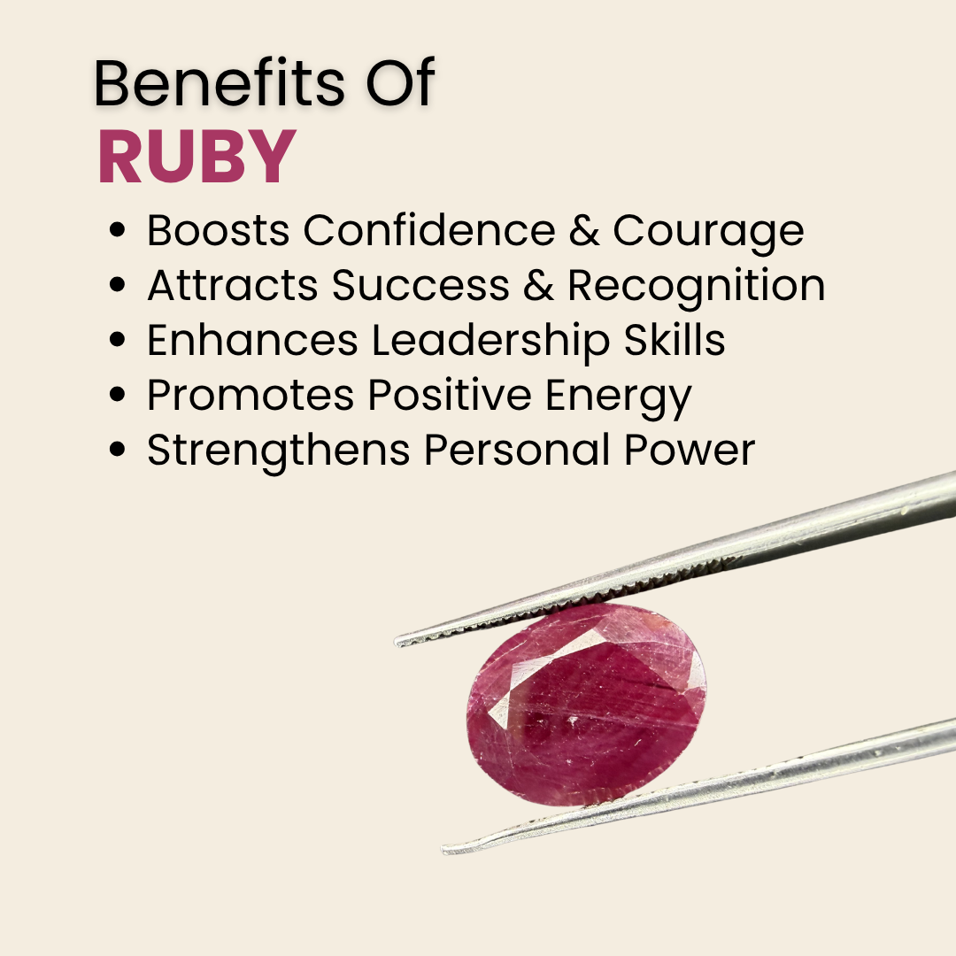 Natural Ruby (Manik) Gemstone – Oval Shape (3.95 Carat | 4.30 Ratti | 11.8 × 9.3 × 3.6 mm)