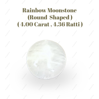 Natural Rainbow Moonstone Gemstone – Round Shape (4.00 Carat | 4.36 Ratti)