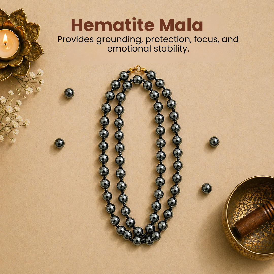 Hematite Mala – Grounding, Strength & Protection