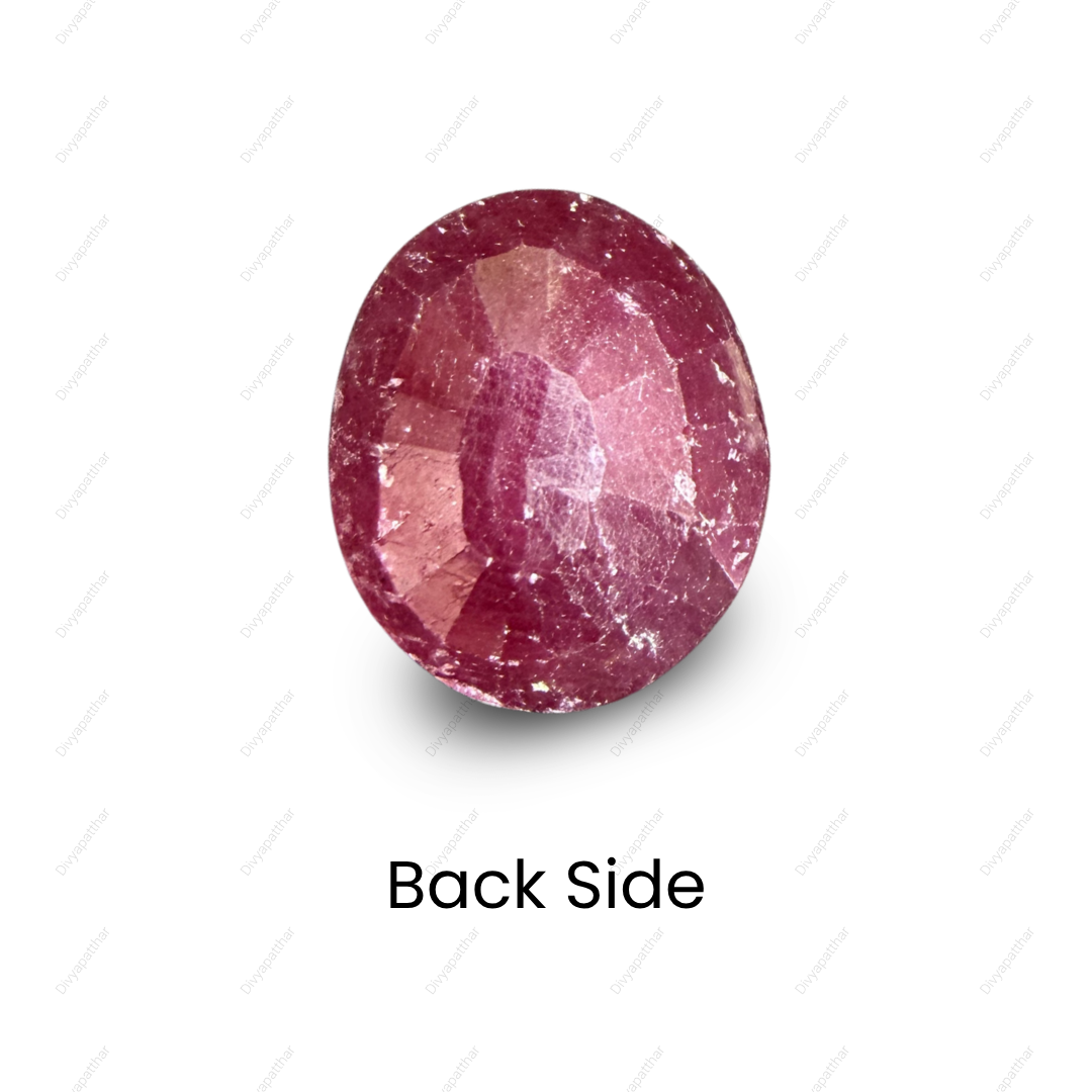 Natural Ruby (Manik) Gemstone – Oval Shape (4.85 Carat | 5.28 Ratti | 11.4 × 9.5 × 5.0 mm)