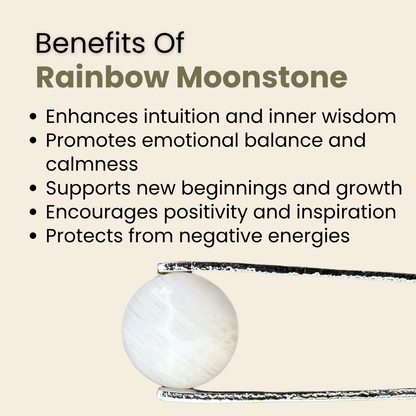 Natural Rainbow Moonstone Gemstone – Round Shape (4.00 Carat | 4.36 Ratti)
