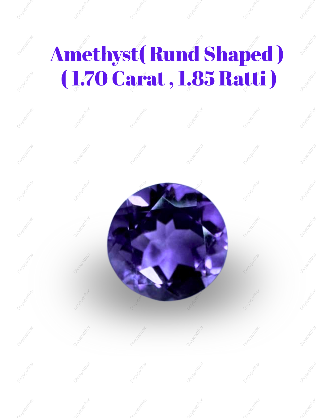Natural Amethyst Gemstone – Round Shape (1.70 Carat | 1.85 Ratti)