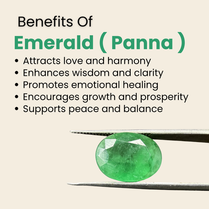 Natural Emerald (Panna) Gemstone – Oval Shape (6.45 Carat | 7.03 Ratti | 13.4 × 10 × 6.4 mm)