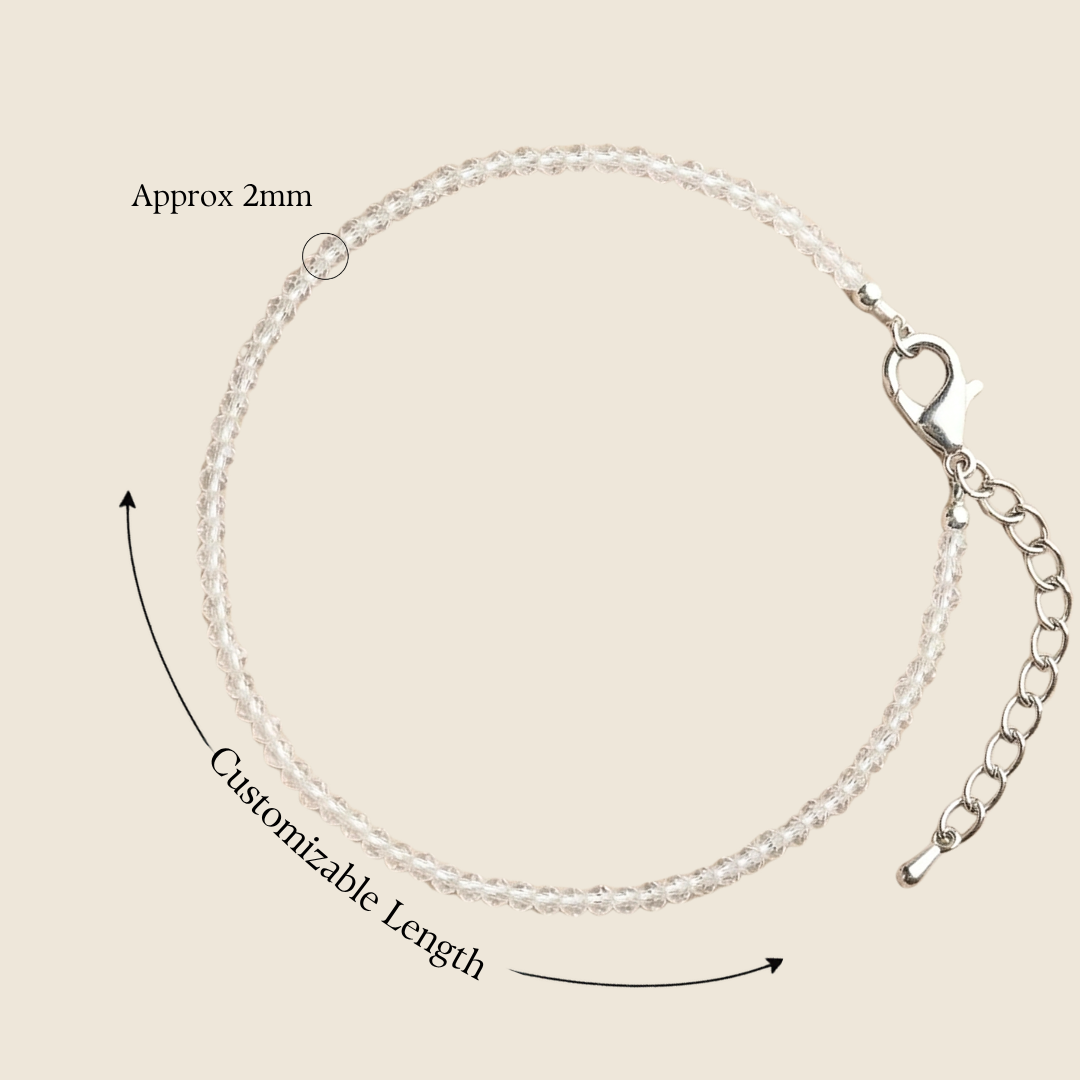 Natural Clear Quartz Anklet (Energy Cleansing, Clarity & Stylish Aura Purification)