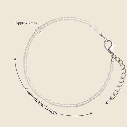 Natural Clear Quartz Anklet (Energy Cleansing, Clarity & Stylish Aura Purification)