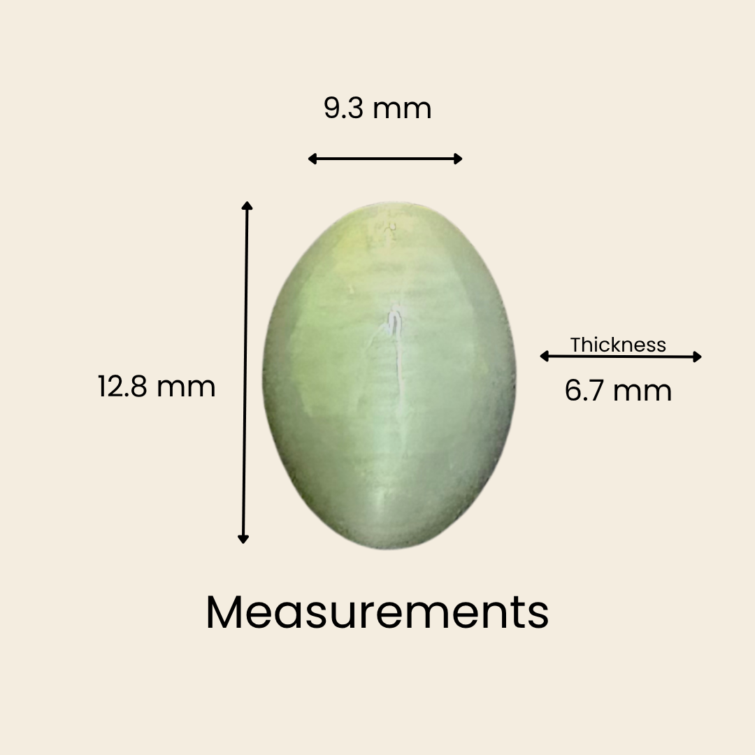 Natural Cat's Eye Gemstone – Oval Shape (5.30 Carat | 5.77 Ratti | 12.8 × 9.3 × 6.7 mm)