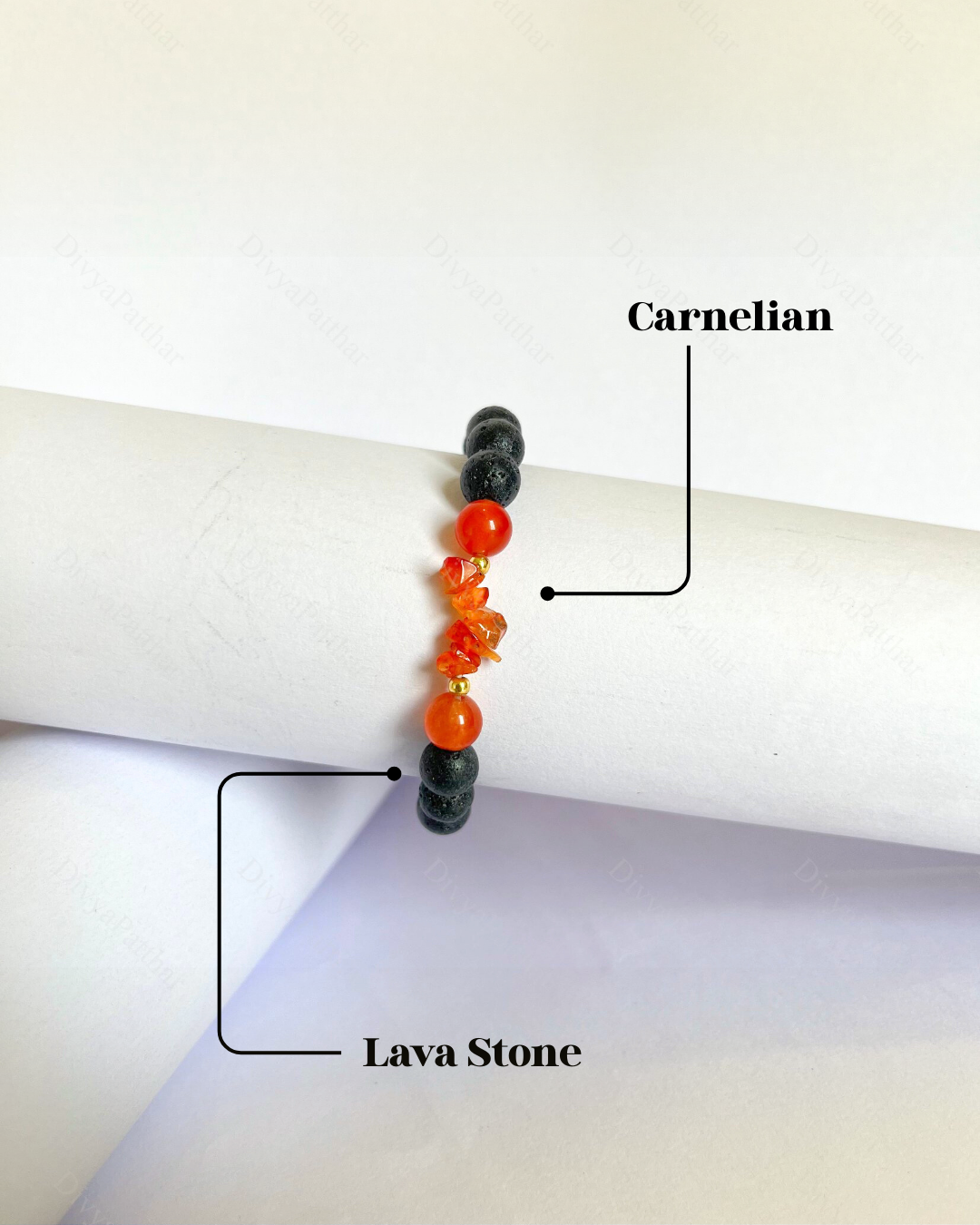 Premium Carnelian Lava Bracelet (Confidence, Motivation & Positive Energy)