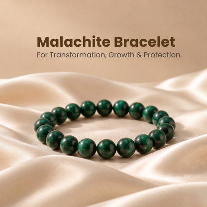 Natural Malachite Gemstone Bracelet – Transformation, Confidence & Personal Growth