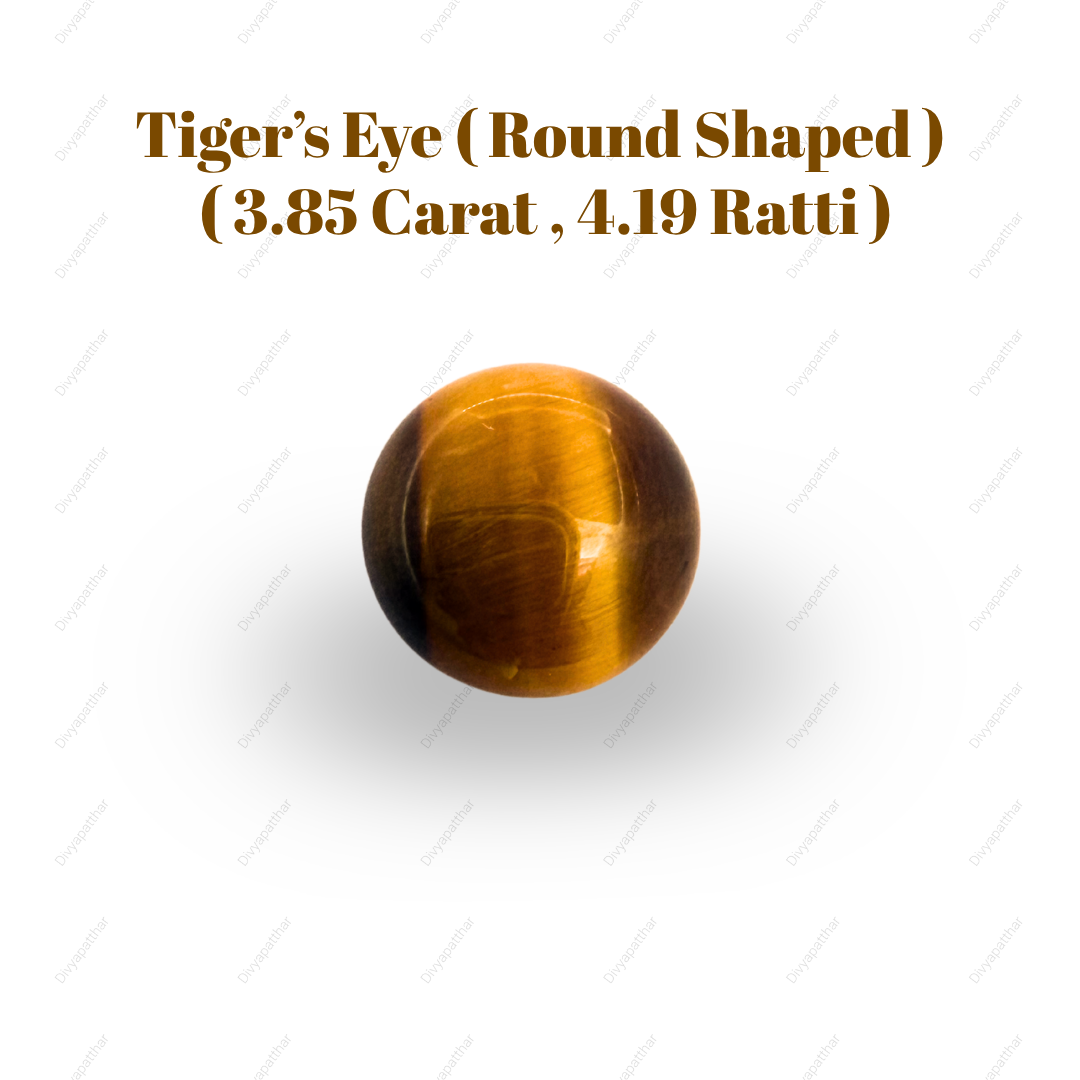 Natural Tiger's Eye Gemstone – Round Shape (3.85 Carat | 4.19 Ratti)