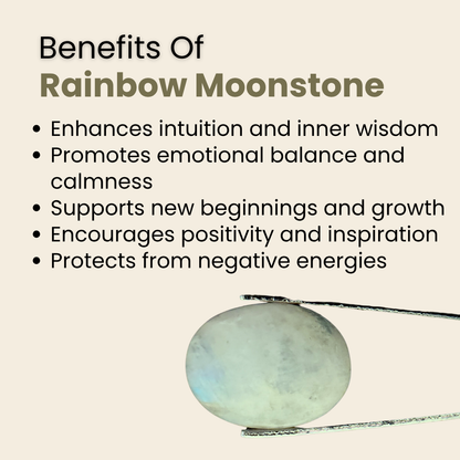 Natural Rainbow Moonstone Gemstone – Oval Shape (19.45 Carat | 21.20 Ratti)