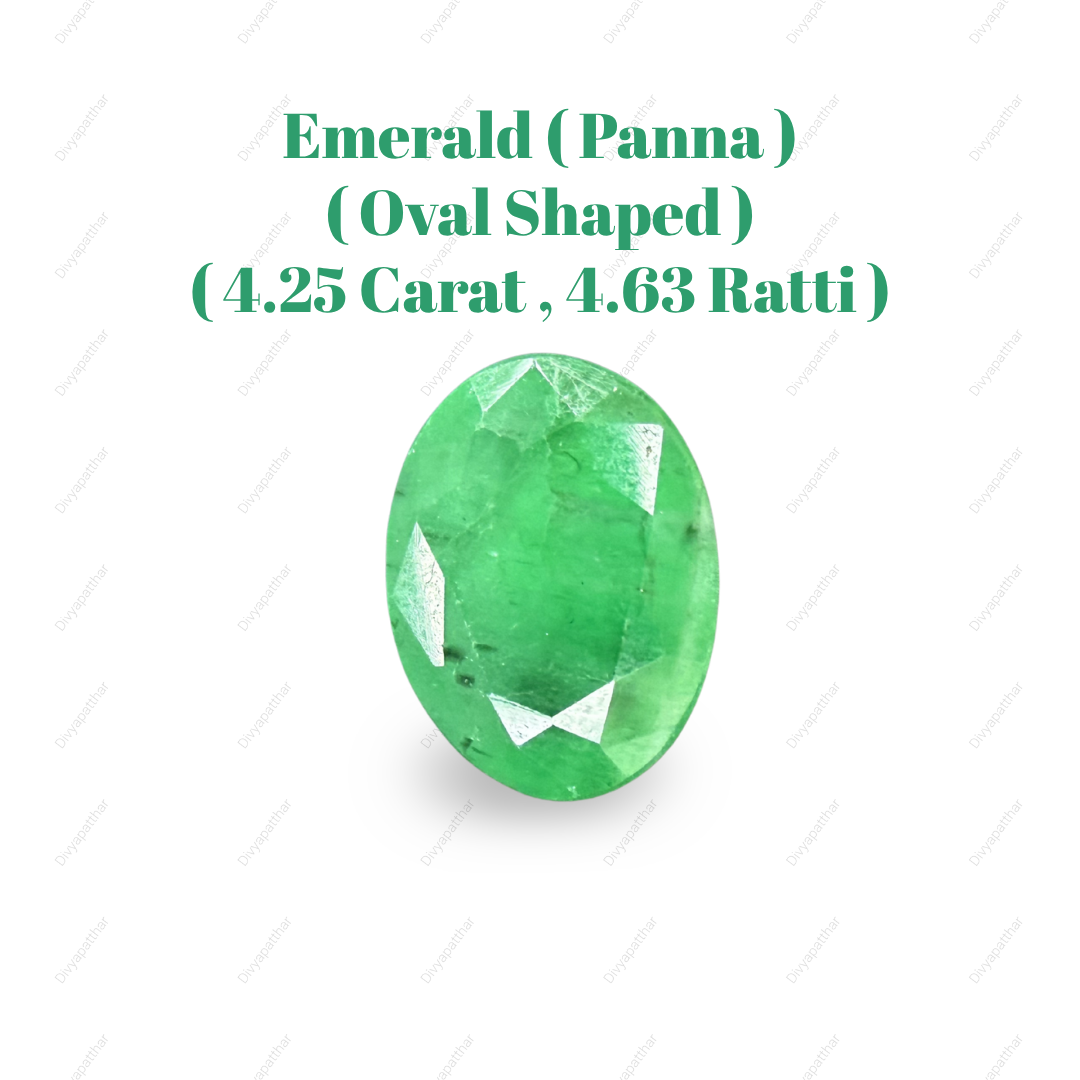 Natural Zambian Emerald (Panna) Gemstone – Oval Shape (4.25 Carat | 4.63 Ratti | 11.7 × 9 × 6 mm)