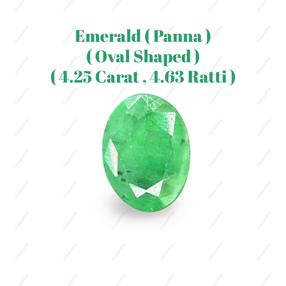 Natural Zambian Emerald (Panna) Gemstone – Oval Shape (4.25 Carat | 4.63 Ratti | 11.7 × 9 × 6 mm)