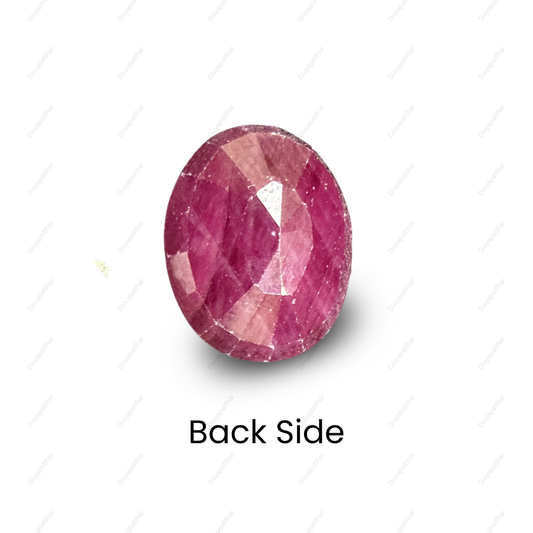 Natural Ruby (Manik) Gemstone – Oval Shape (5.45 Carat | 5.94 Ratti | 11.5 × 9.3 × 5.3 mm)