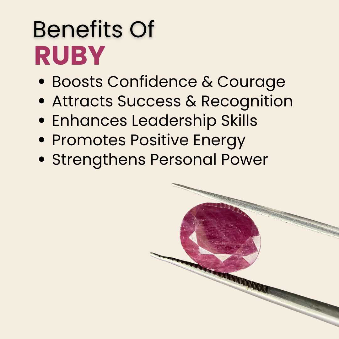 Natural Ruby (Manik) Gemstone – Oval Shape (5.45 Carat | 5.94 Ratti | 11.5 × 9.3 × 5.3 mm)