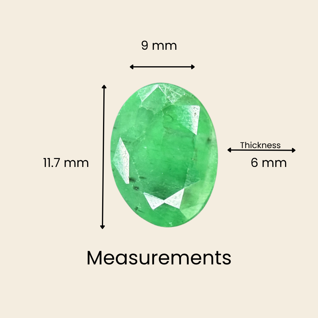 Natural Zambian Emerald (Panna) Gemstone – Oval Shape (4.25 Carat | 4.63 Ratti | 11.7 × 9 × 6 mm)