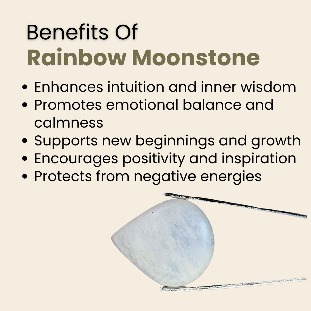 Natural Rainbow Moonstone Gemstone – Pear Shape (21.75 Carat | 23.70 Ratti)