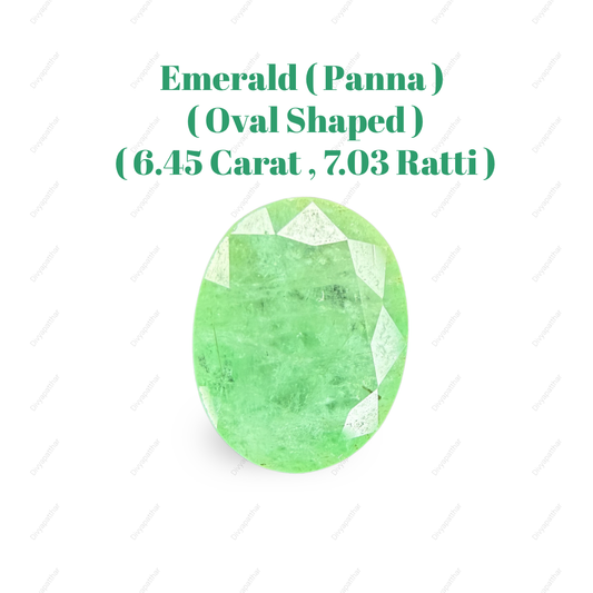 Natural Zambian Emerald (Panna) Gemstone – Oval Shape (6.45 Carat | 7.03 Ratti | 12.5 × 9.8 × 6.7 mm)