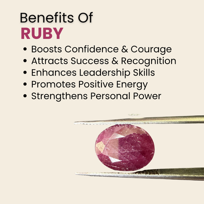 Natural Ruby (Manik) Gemstone – Oval Shape (5.10 Carat | 5.55 Ratti | 12.0 × 9.4 × 4.4 mm)