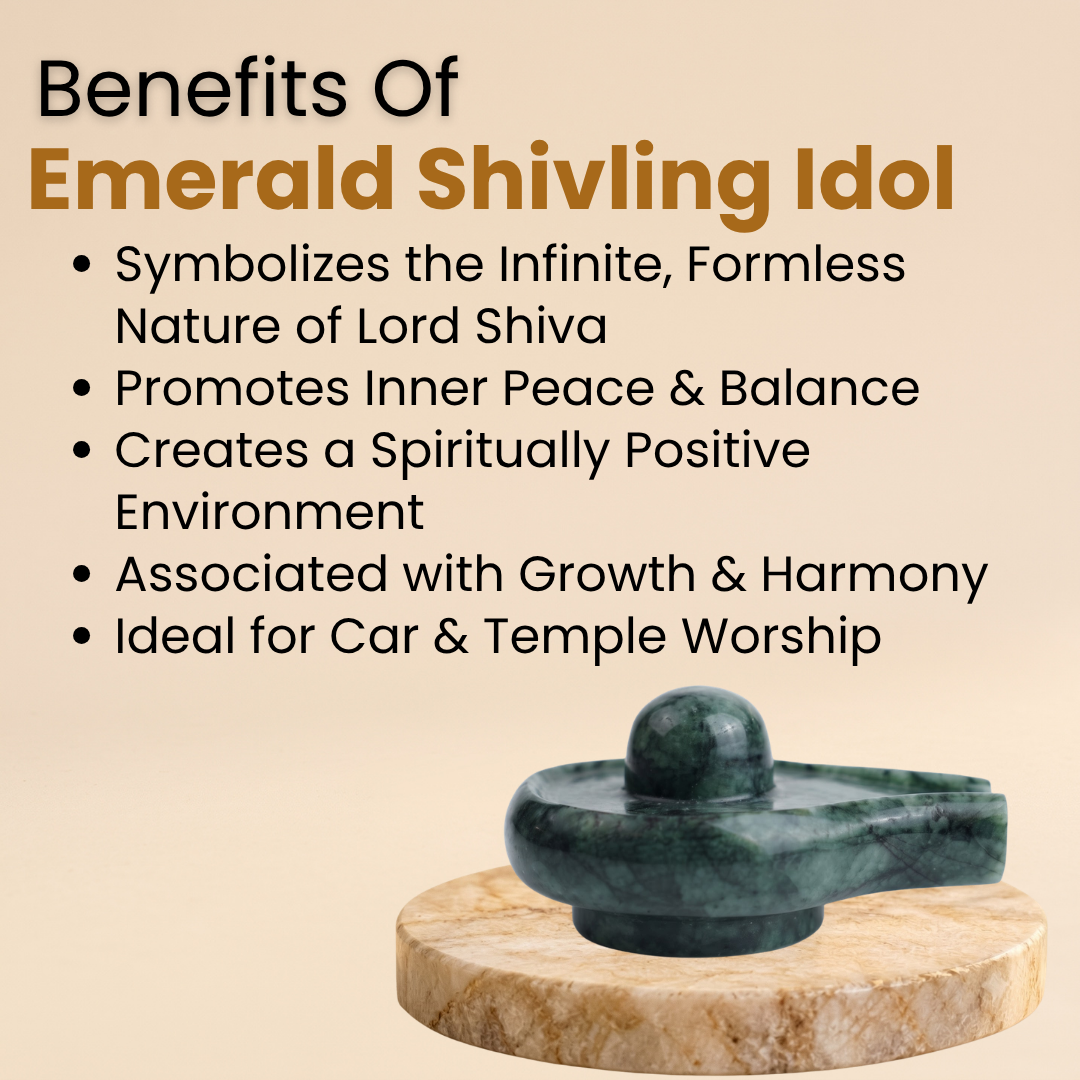 Natural Emerald (Panna) Shivling Idol (493 Carat | LBH: 7 × 5 × 3.2 cm)