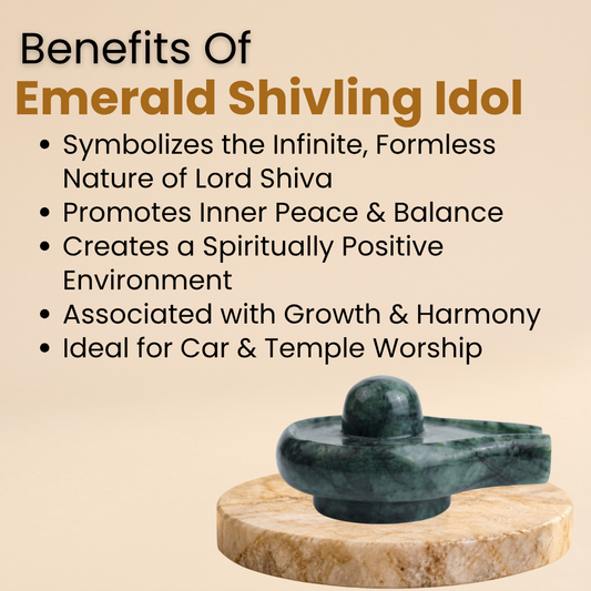 Natural Emerald (Panna) Shivling Idol (493 Carat | LBH: 7 × 5 × 3.2 cm)