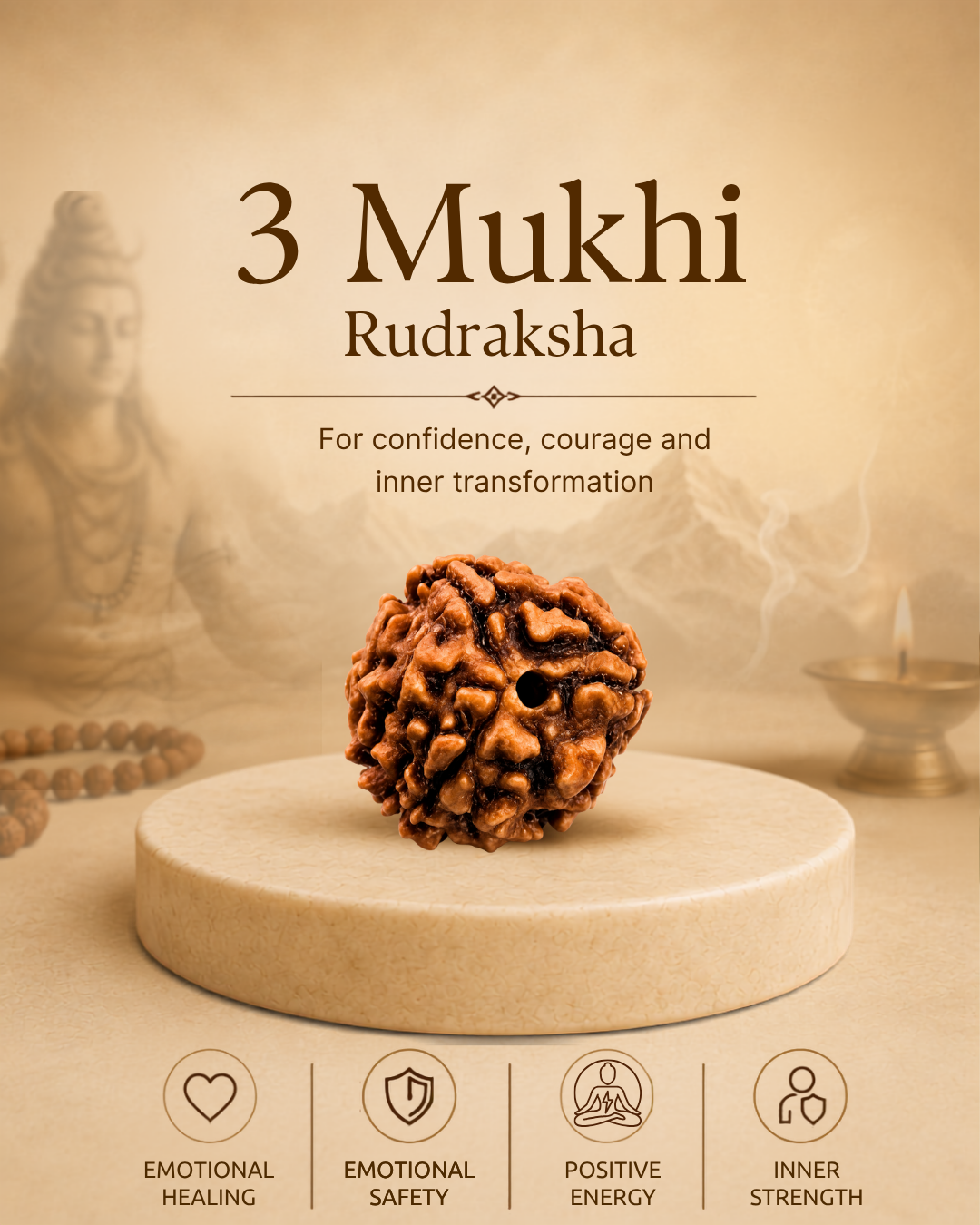 3 Mukhi Rudraksha (Natural | Nepal Origin)