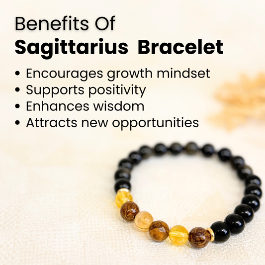 Sagittarius (धनु राशि) Zodiac Black Obsidian, Citrine & Mariam Jasper Bracelet
