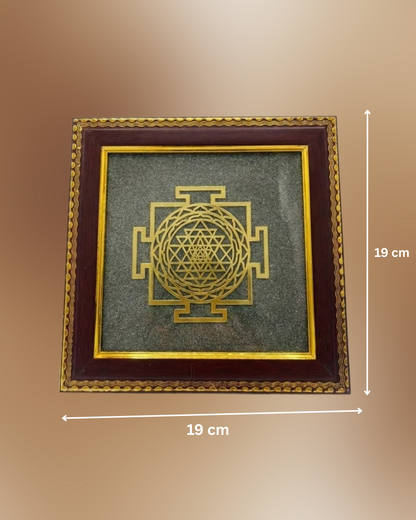Shri Yantra Raw Pyrite Frame (Wealth, Prosperity & Divine Energy Decor)