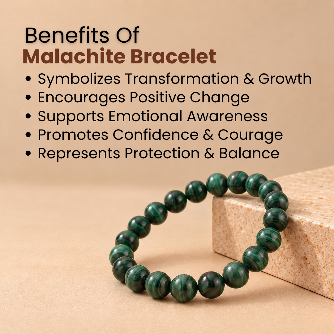 Natural Malachite Gemstone Bracelet – Transformation, Confidence & Personal Growth