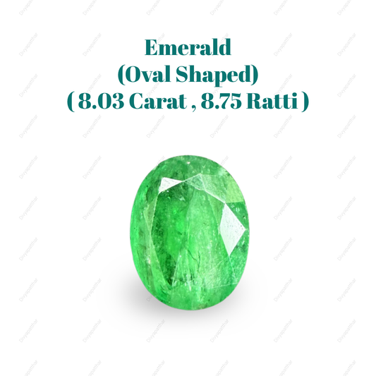 Natural Emerald (Panna) Gemstone – Oval Shape (8.03 Carat | 8.75 Ratti | 14.4 × 11.3 × 7 mm)