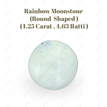 Natural Rainbow Moonstone Gemstone – Round Shape (4.75 Carat | 5.17 Ratti)